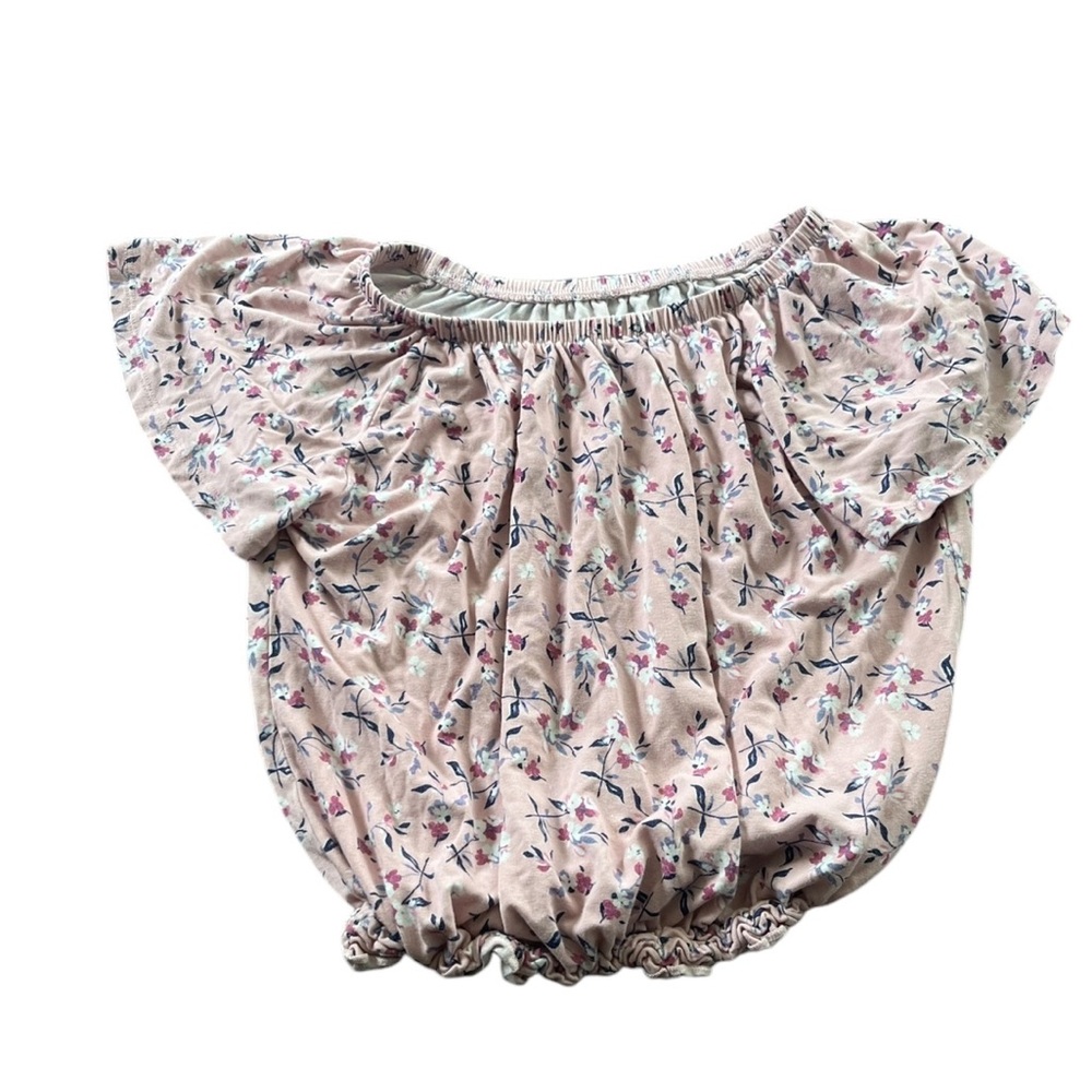 Bailey Lane Girls Pink Ruffled Cropped Shirt Off the Shoulder Size Medium